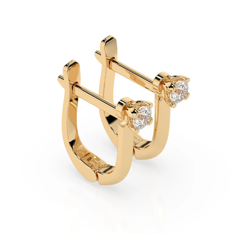 Серьги Солитер с английским замком